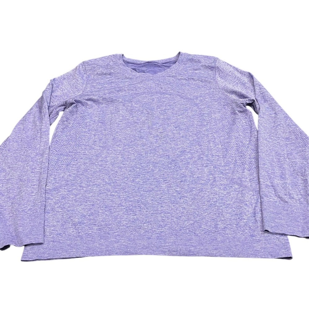 Lululemon Swiftly Tech Long Sleeve Shirt Womens 12 Purple Heathered Crew Neck